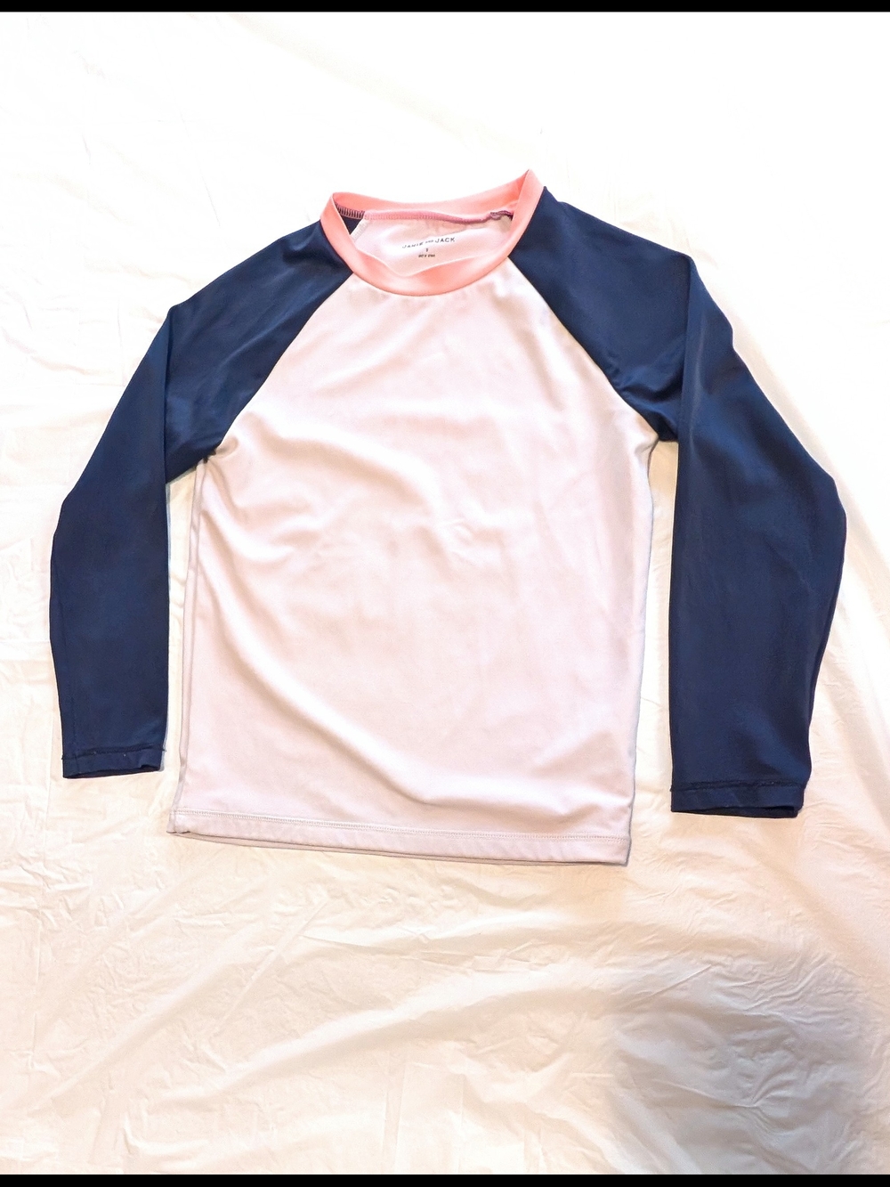 Janie And Jack Swim Shirt Rash Guard Navy White Coral Boys Size 5 READ Color Run